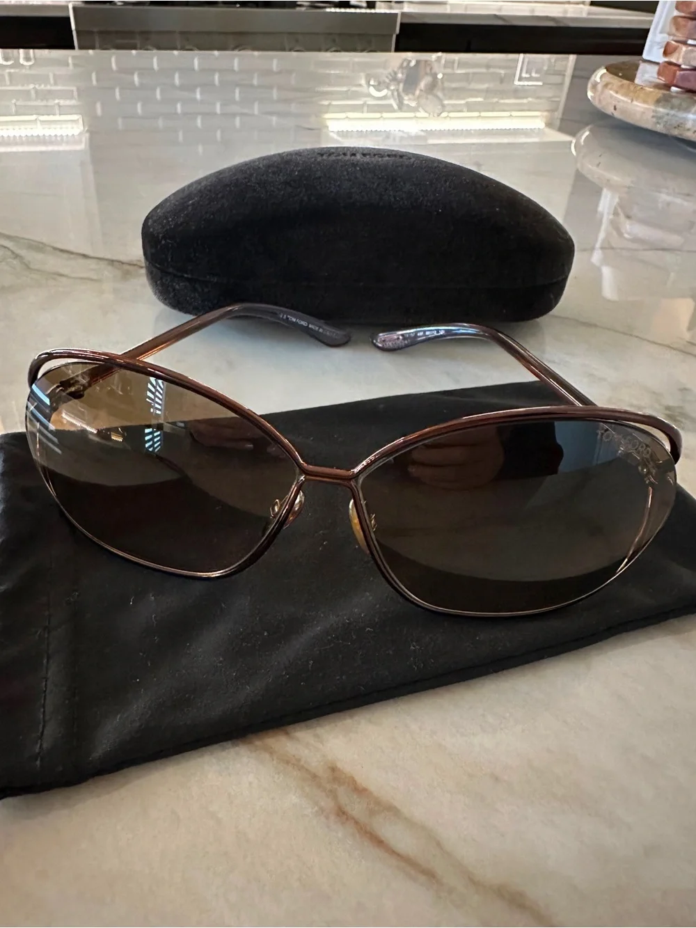 Tom Ford Brown Metal Frame Sunglasses with Brown Lenses
